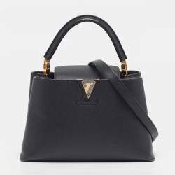Pre Owned Louis Vuitton Capucines MM Black Leather Bag
