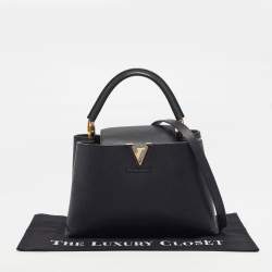 Pre Owned Louis Vuitton Capucines MM Black Leather Bag