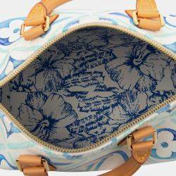 Pre Owned Louis Vuitton Blue Monogram Tiles By The Pool Speedy Bandouliere 25