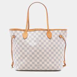 Pre Owned حقيبة لوي فيتون نيفرفول دامير أزور بيضاء مقاس متوسط