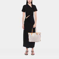 Pre Owned حقيبة لوي فيتون نيفرفول دامير أزور بيضاء مقاس متوسط