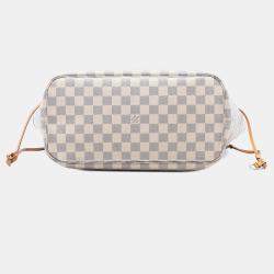 Pre Owned حقيبة لوي فيتون نيفرفول دامير أزور بيضاء مقاس متوسط