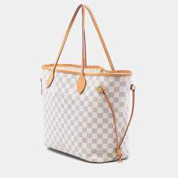 Pre Owned حقيبة لوي فيتون نيفرفول دامير أزور بيضاء مقاس متوسط