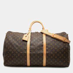 Pre Owned Louis Vuitton Brown Monogram Keepall Bandouliere 60