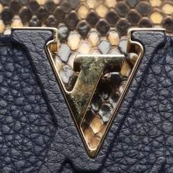 Pre Owned Louis Vuitton Capucines Mini Navy Blue Leather and Python Top Handle Bag