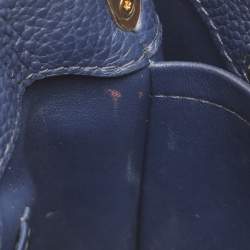 Pre Owned Louis Vuitton Capucines Mini Navy Blue Leather and Python Top Handle Bag