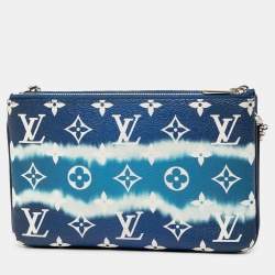 Pre Owned حقيبة مزدوجة السوستة لوي فيتون مونوغرام إسكال باللون الأزرق