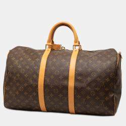 Pre Owned Louis Vuitton Brown Monogram Keepall Bandouliere 50
