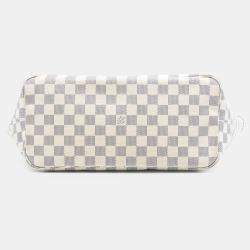 Pre Owned حقيبة لوي فيتون نيفرفول دامير أزور بيضاء MM