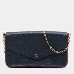 Pre Owned Louis Vuitton Blue Monogram Empreinte Pochette Felicie