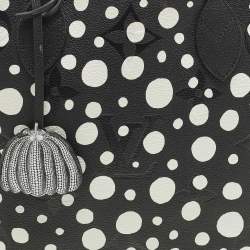 Pre Owned Louis Vuitton X Yayoi Kusama Neverfull MM Black/White Monogram Empreinte Leather Bag