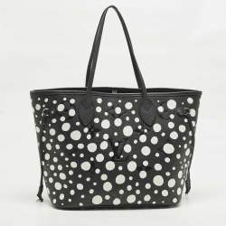Pre Owned Louis Vuitton X Yayoi Kusama Neverfull MM Black/White Monogram Empreinte Leather Bag