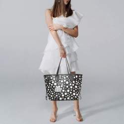 Pre Owned Louis Vuitton X Yayoi Kusama Neverfull MM Black/White Monogram Empreinte Leather Bag