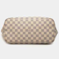 Pre Owned Louis Vuitton White Damier Azur Neverfull MM