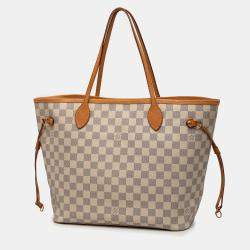 Pre Owned Louis Vuitton White Damier Azur Neverfull MM