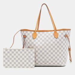 مملوكة مسبقًا حقيبة لوي فيتون نيفرفول أزور دامير بيضاء متوسطة الحجم