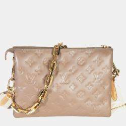 مملوكة مسبقًا Louis Vuitton Taupe Monogram Embossed Lambskin Coussin PM