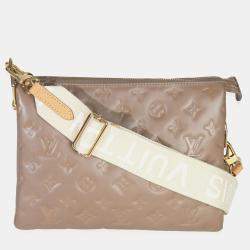 مملوكة مسبقًا Louis Vuitton Taupe Monogram Embossed Lambskin Coussin PM