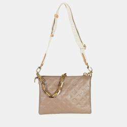 مملوكة مسبقًا Louis Vuitton Taupe Monogram Embossed Lambskin Coussin PM