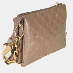 مملوكة مسبقًا Louis Vuitton Taupe Monogram Embossed Lambskin Coussin PM