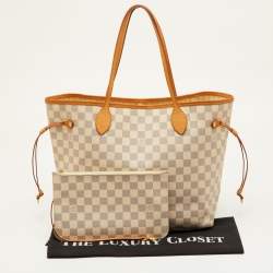 Pre Owned Louis Vuitton Neverfull MM Damier Azur Canvas Bag