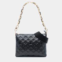 مملوكة مسبقًا Louis Vuitton Black Monogram Embossed Puffy Lambskin Coussin PM