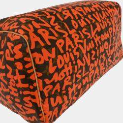 Pre Owned Louis Vuitton Orange Monogram Graffiti Speedy 30 Handbag