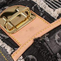 Pre Owned Louis Vuitton Monogram Denim Patchwork Postie 2way Handbag