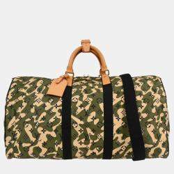 Pre Owned Louis Vuitton Monogramouflage Keepall Bandouliere 55