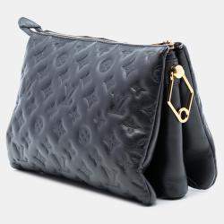 Pre Owned Louis Vuitton Black Monogram Embossed Puffy Lambskin Coussin PM