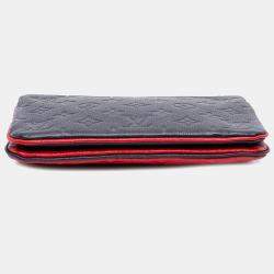 Pre Owned Louis Vuitton Blue Monogram Empreinte Double Zip Pochette