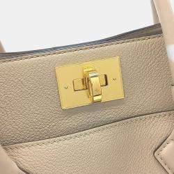 Pre Owned Louis Vuitton Beige Brown Coated Canvas and Leather On My Side MM