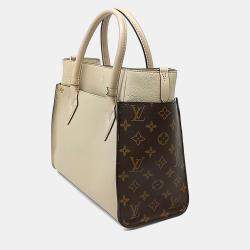 Pre Owned Louis Vuitton Beige Brown Coated Canvas and Leather On My Side MM