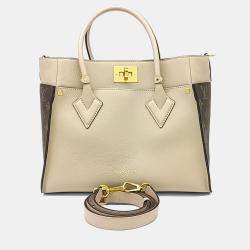 مملوكة مسبقًا Louis Vuitton Beige Brown Coated Canvas and Leather On My Side MM