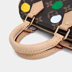Pre Owned Louis Vuitton Brown Coated Canvas X Yayoi Kusama Nano Speedy