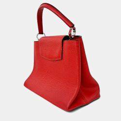 Pre Owned Louis Vuitton Red Leather Capucines MM