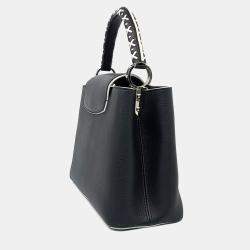 Pre Owned Louis Vuitton Black Leather Capucines PM