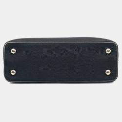 Pre Owned Louis Vuitton Black Leather Capucines PM