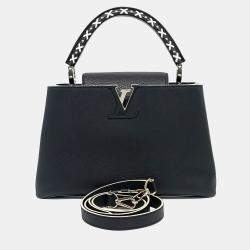 Pre Owned Louis Vuitton Black Leather Capucines PM