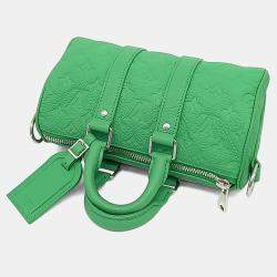 Pre Owned Louis Vuitton Green Leather Empreinte Bandouliere Keepall 25