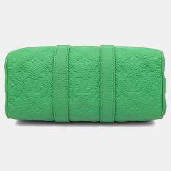 Pre Owned Louis Vuitton Green Leather Empreinte Bandouliere Keepall 25