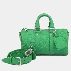 Pre Owned Louis Vuitton Green Leather Empreinte Bandouliere Keepall 25