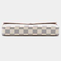 Pre Owned Louis Vuitton Pink White Damier Azur Calfskin Pochette Felicie