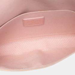 Pre Owned Louis Vuitton Pink White Damier Azur Calfskin Pochette Felicie