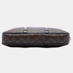 Pre Owned Louis Vuitton Black Brown Monogram Macassar Porte Documents Voyage