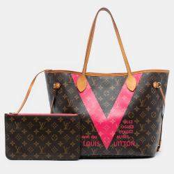 Pre Owned Louis Vuitton Brown Monogram V Neverfull MM