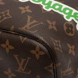 Pre Owned Louis Vuitton Brown Monogram Patches Neverfull MM