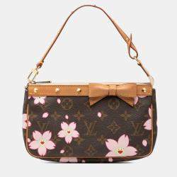 Pre Owned Louis Vuitton Brown Takashi Murakami Monogram Cherry Blossom Pochette Accessoires