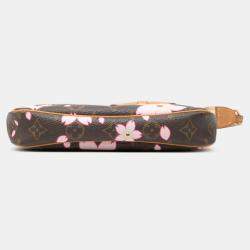 Pre Owned Louis Vuitton Brown Takashi Murakami Monogram Cherry Blossom Pochette Accessoires