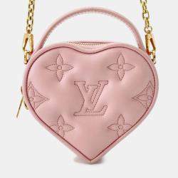Pre Owned Louis Vuitton Pink Monogram Embroidered Pop My Heart Pouch